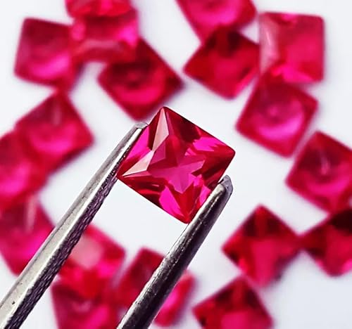 Generic G633 5Mm Natural Red Ruby Square Shape Certified Loose Gemstone Unisex 15 Pcs Gift thumb #6