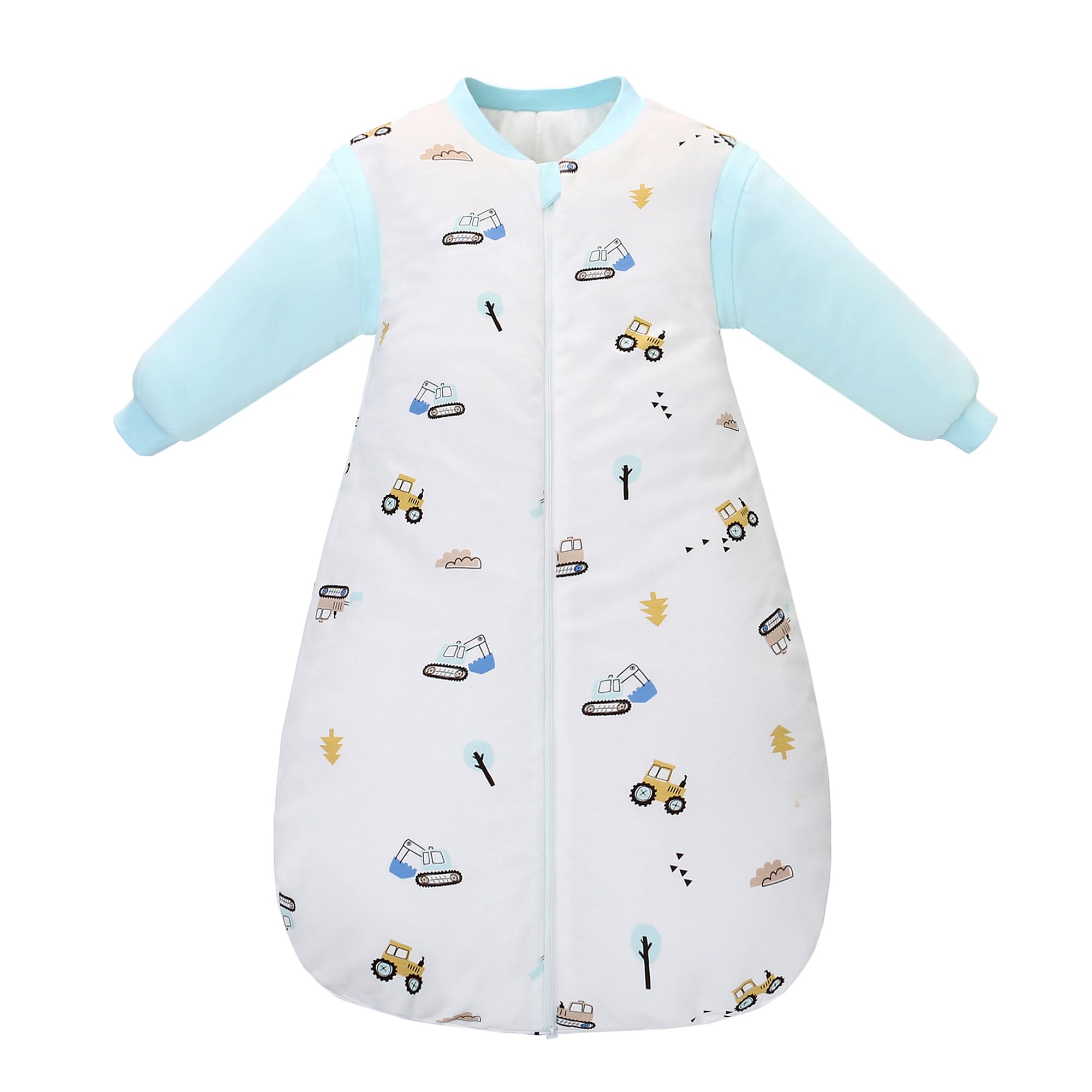 Baby Schlafsack Winter mit abnehmbaren Ärmeln 3.5 TOG Warm Baumwolle Baby Winterschlafsack 0-18 Monaten (Bagger, L) Baby