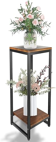 Soportes para plantas de 30 pulgadas de alto para interiores, soporte alto de metal para plantas individuales, soportes de pedestal de 2 niveles,