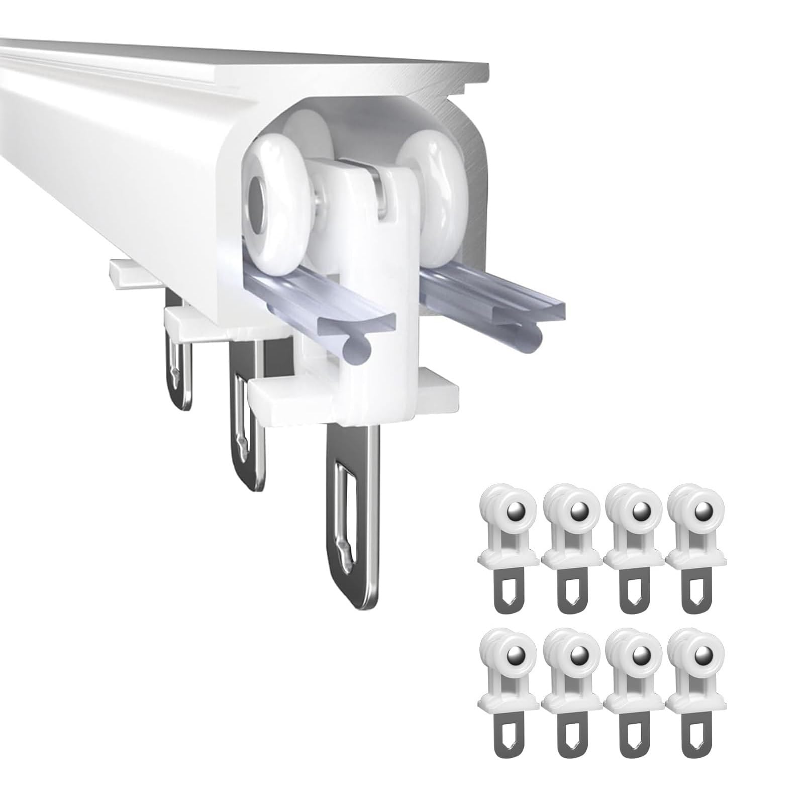 Aluminium Curtain Track Set Ceiling Curtain Track Rail Curtain Track Runner Rail Ceiling Mounted Metal Shower Curtain Track Rail Curtain Track Ceiling Mounted Straight Ceiling Track Set ( Color : Whit