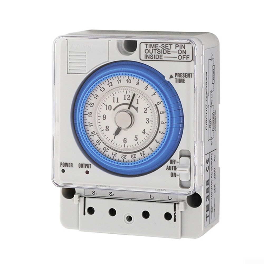 Temporizador mecanico 110-230 VAC con regulacion de 24 horas TB388