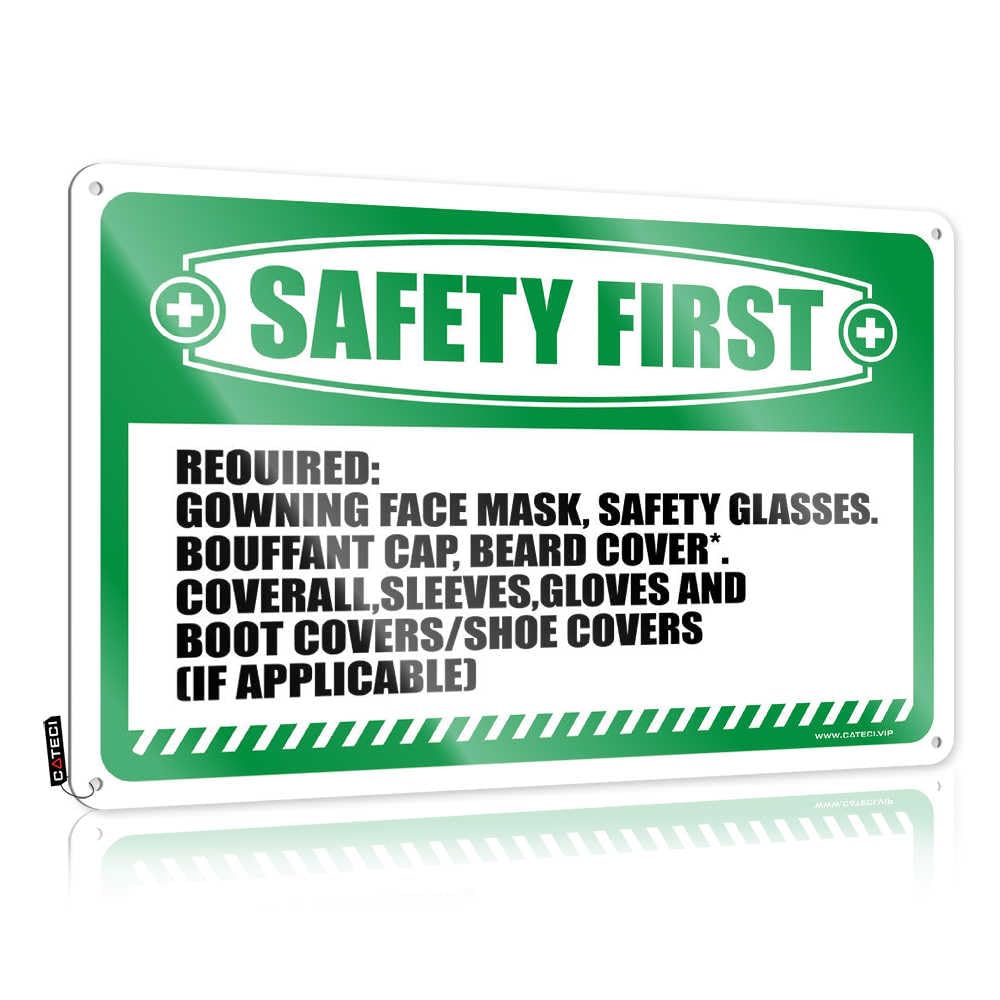 Stuff Tin Metal Decor Rustic Decor | Safety First Required- Gowning Face Mask, Safety Glasses Rustic Metal Wall Decor For Camper Home(30X40CM)