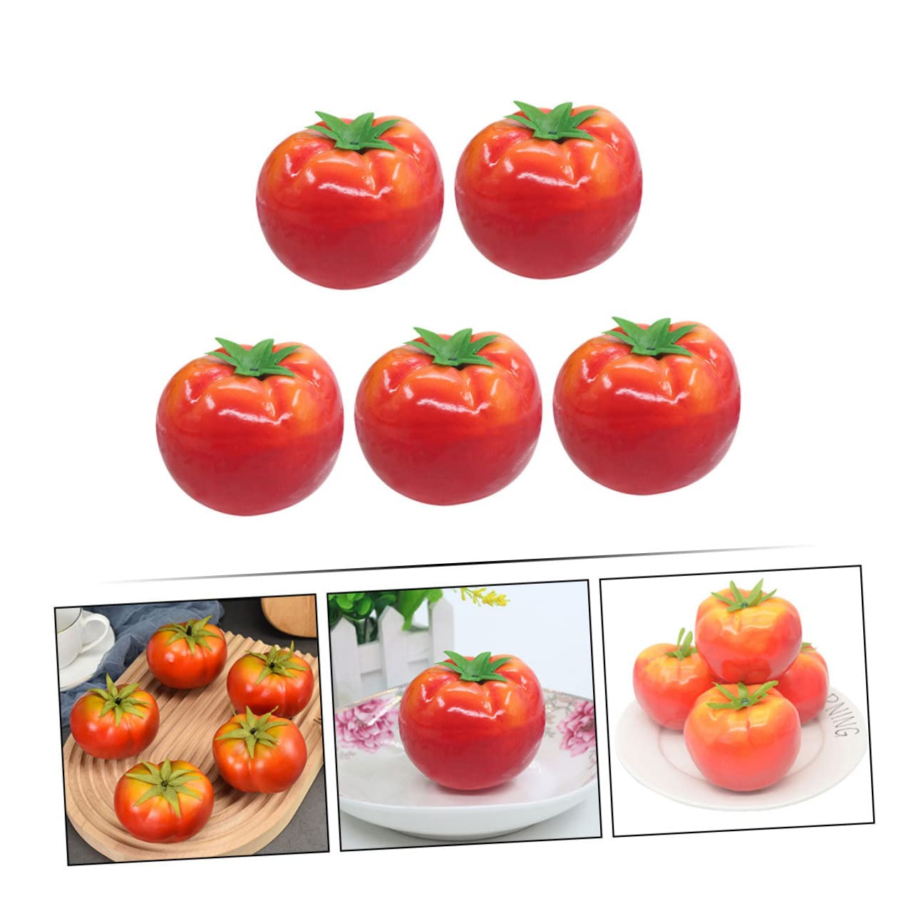 MAGICLULU 5 Set Finto Pomodoro Di Pomodoro Frutti Artificiali Dall'aspetto Realistico Falso Pomodoro Da Cucina Piccolo Pomodoro Realistico Schiuma Rosso 5 Pezzi*5