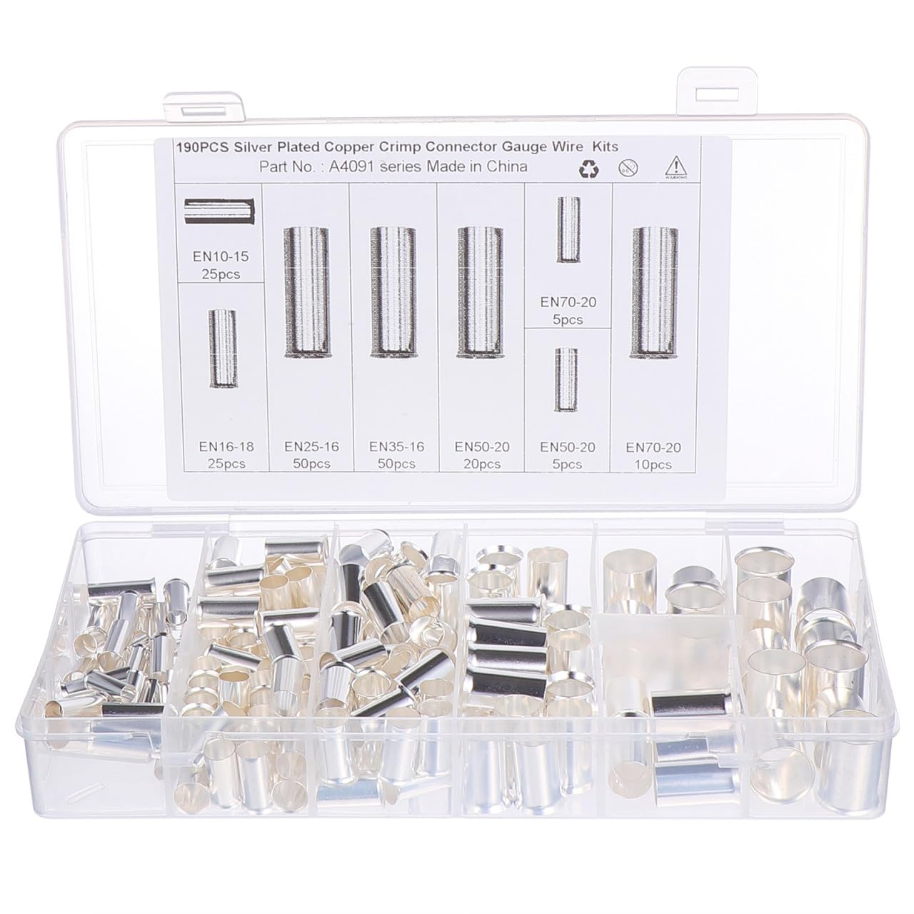Cosses à sertir câbles électriques embouts de câble connecteurs cuivre 190pcs - 8