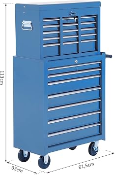 Homcom Mobile Tool Trolley Workshop Trolley Tool Box (Blue)