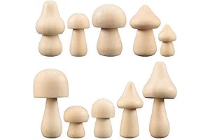 Unfinished 30-Piece Natural Wood Mushroom Set