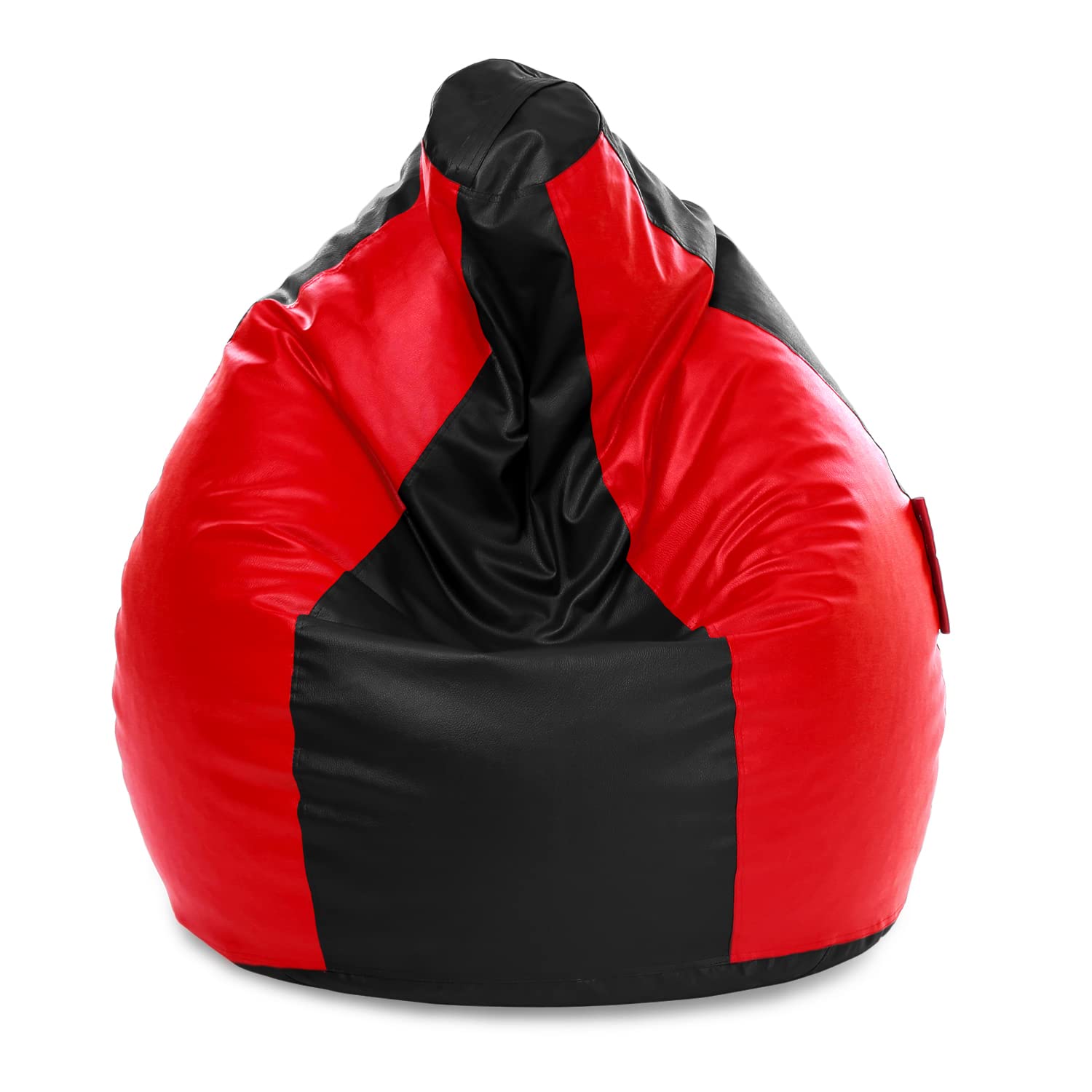 Style Homez Premium Leatherette Classic Jumbo Bean Bag Jumbo Size SAC Black Red Color, Cover Only