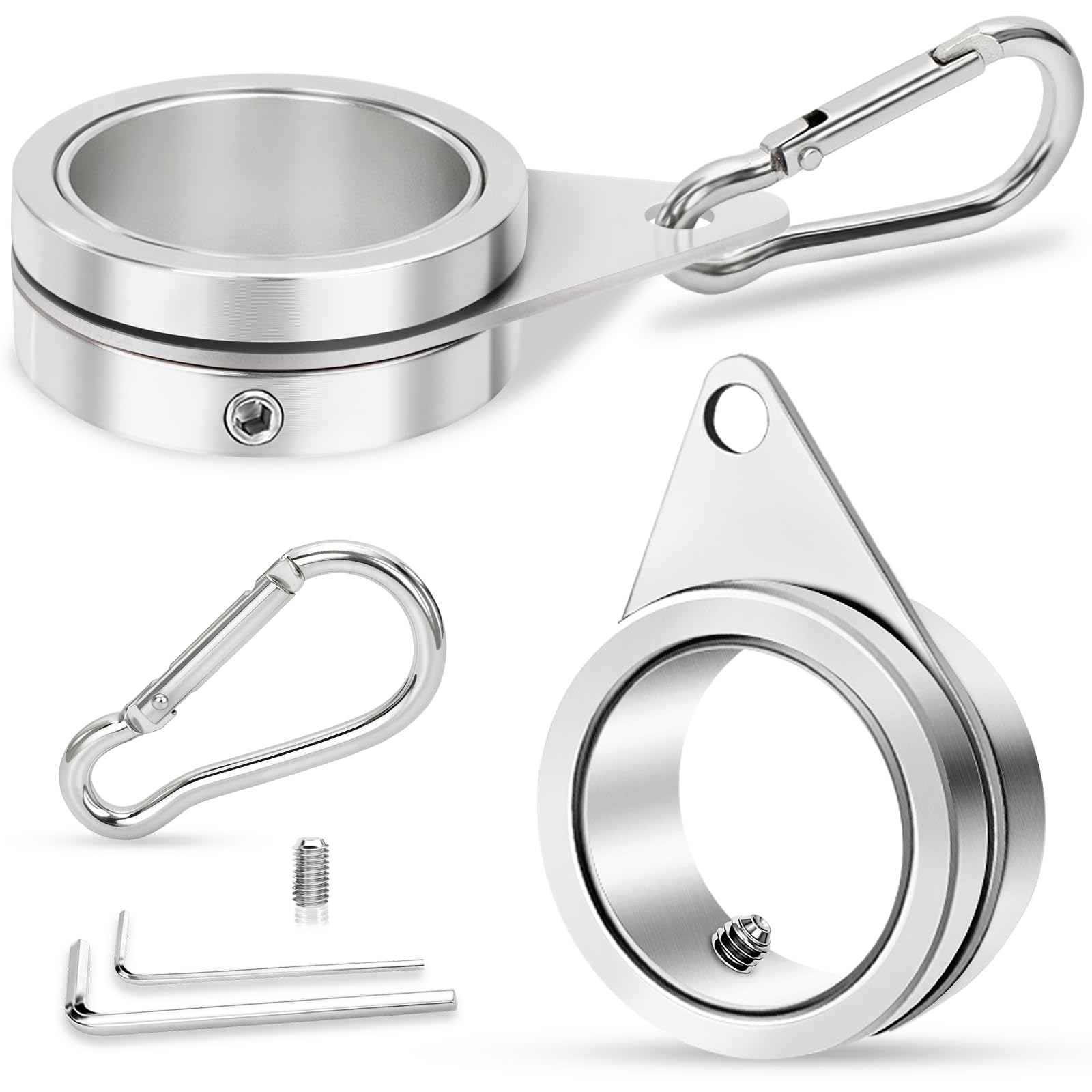 Photo 1 of 1" Flag Pole Rings Flagpole Spinners Clips, Aluminum Alloy Anti-Wrap 360° Spinning Flag Pole Swivel Rings, Flag Rotating Mounting Rings Hardware Parts with Clip Hooks for 0.75-1.0 Inch Diam. Flagpole