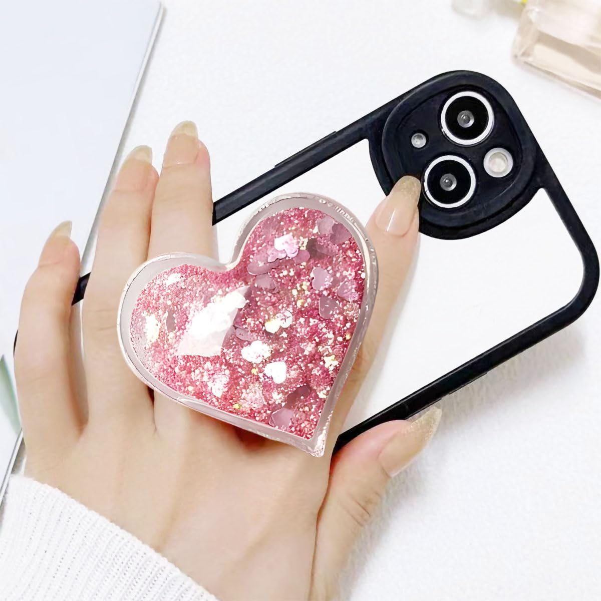 Amazon.com: Cute Heart-Shaped Expanding Phone Grip - Pink