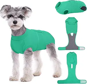 Kuoser Dog Surgery Suit Female Spay, Dog Recovery Suit Male Neuter, Puppy Clothes Onesie for Surgery Anti Licking Abdominal Wounds Pet Surgical Recovery Bodysuit Shirt, Substitute E-Collar & Cone