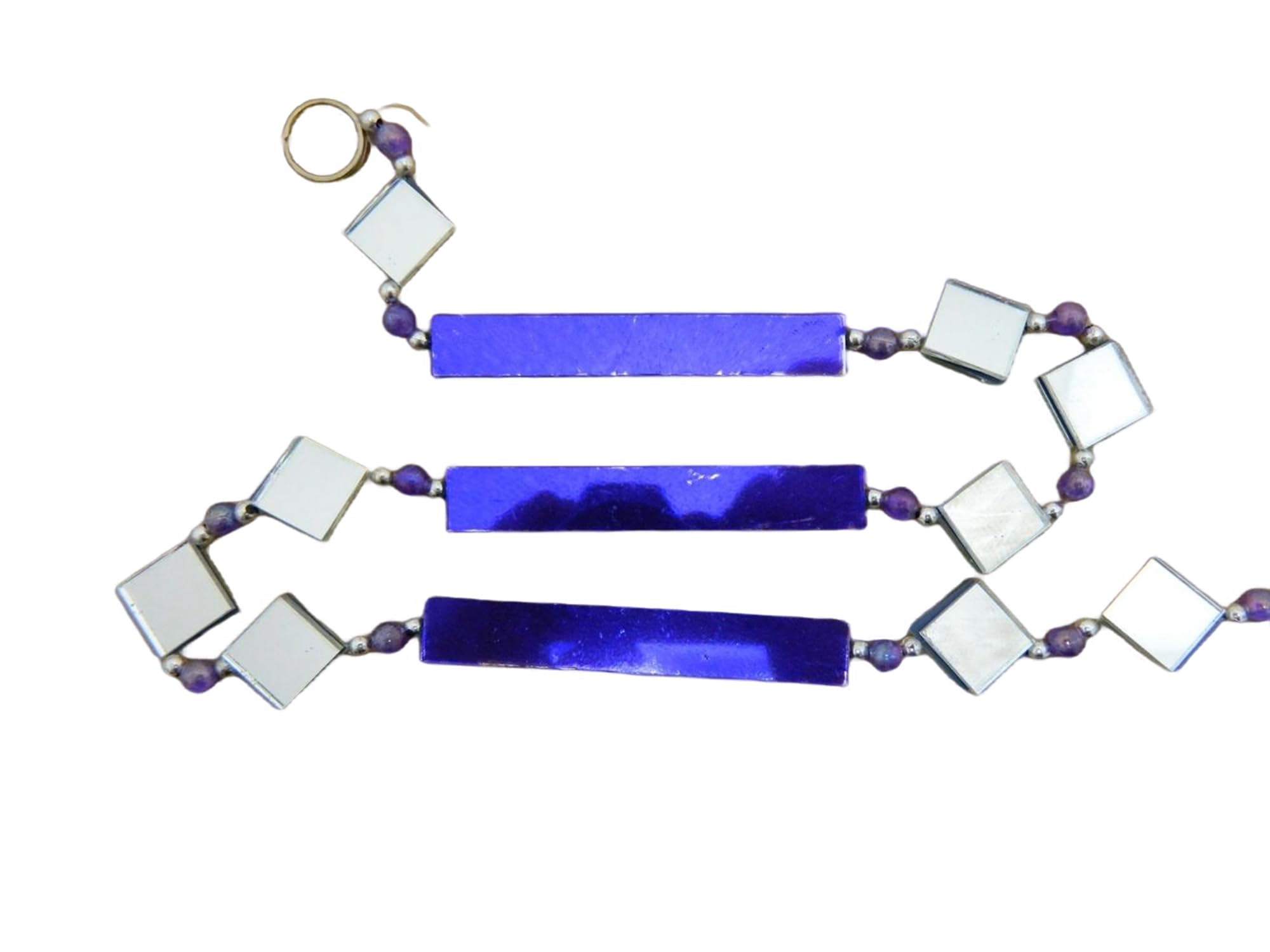 Set of 3 Purple Mirror Suncatchers, 1.5m Long - Handcrafted, Colourful Glass Garden Decorations - Handmade, Hand-Painted Garden Hanging Ornaments - Shiny Sun Catchers for Windows