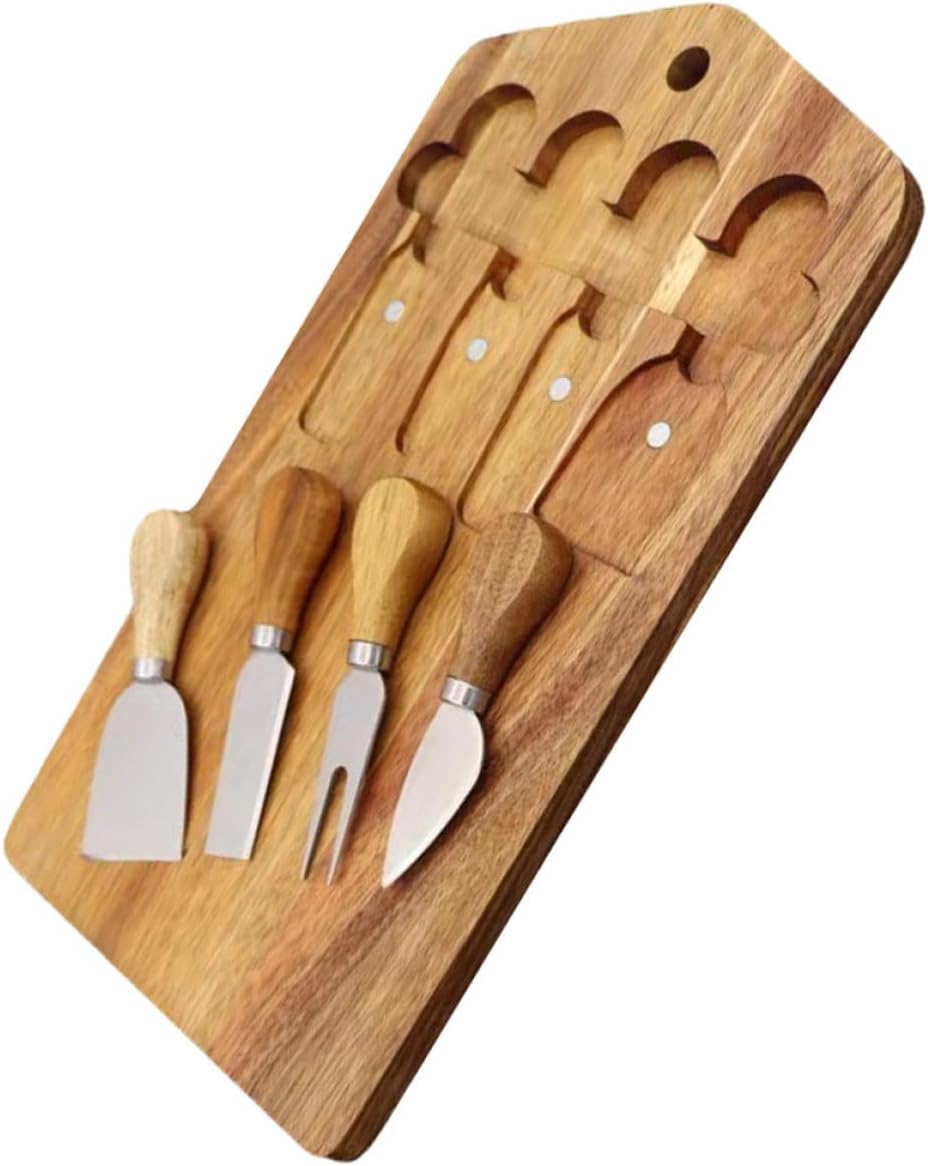 Wooden Cutting Board Set with Acacia Cheese Board and Cheese Cutter for Kitchen Meal Prep and Serving Domestic Food Prep Utensils