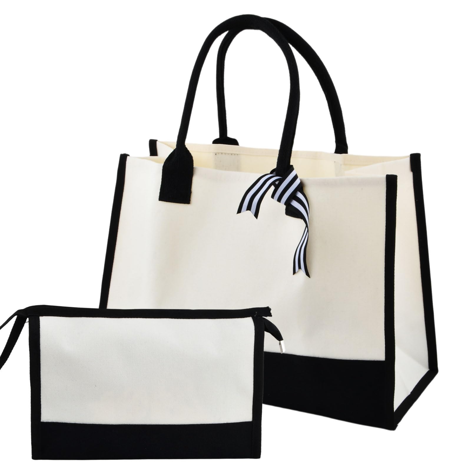 Tusgfb Jute Canvas Tote Bag, Jute Beach Tote with Cosmetic Bag(A1)