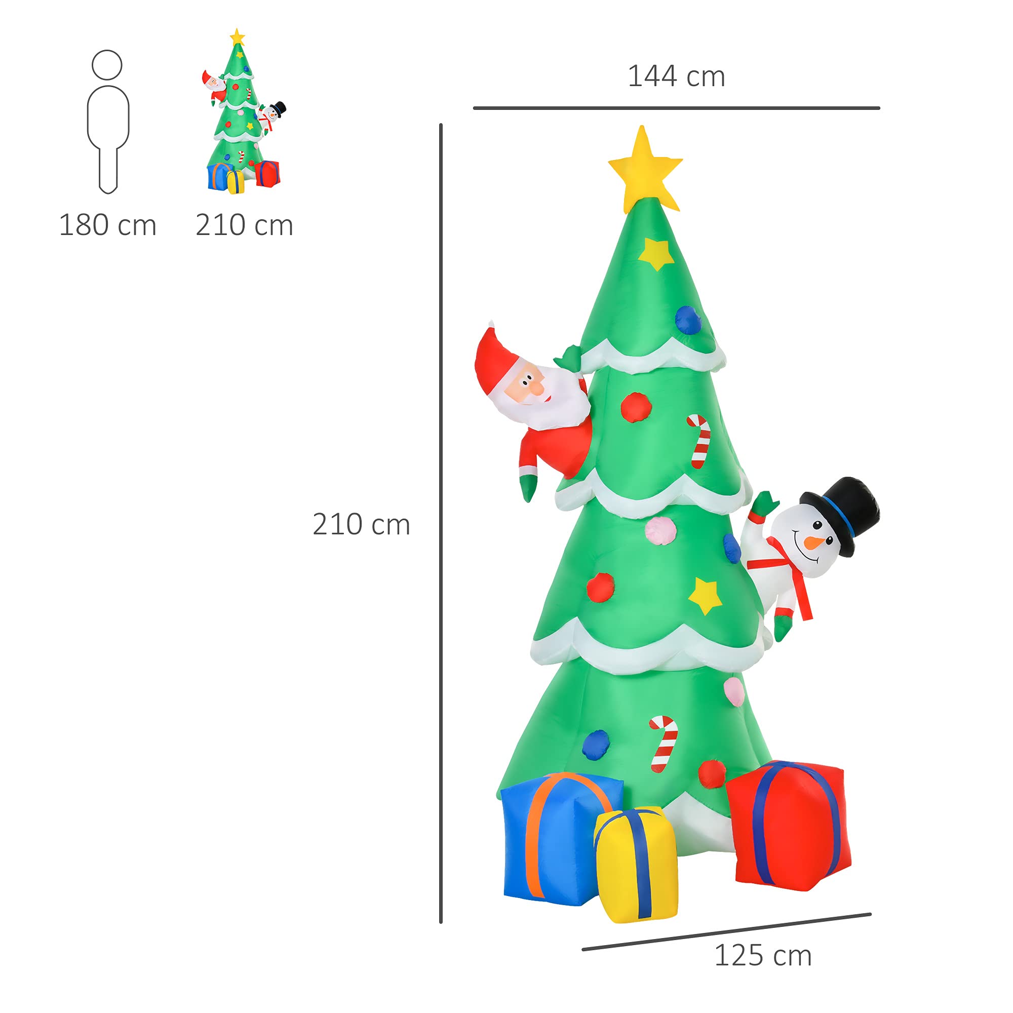 HOMCOM 7FT Christmas Inflatable Tree LED Lighted for Indoor Outdoor Decoration, Green, Large - Image 3
