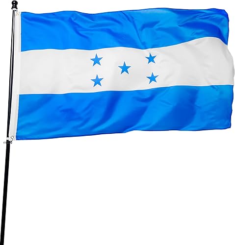 DANF - Bandera de Honduras de poliéster de 3 x 5 pies de grosor, resistente a la decoloración, ojales de latón, cabecera de lona, banderas