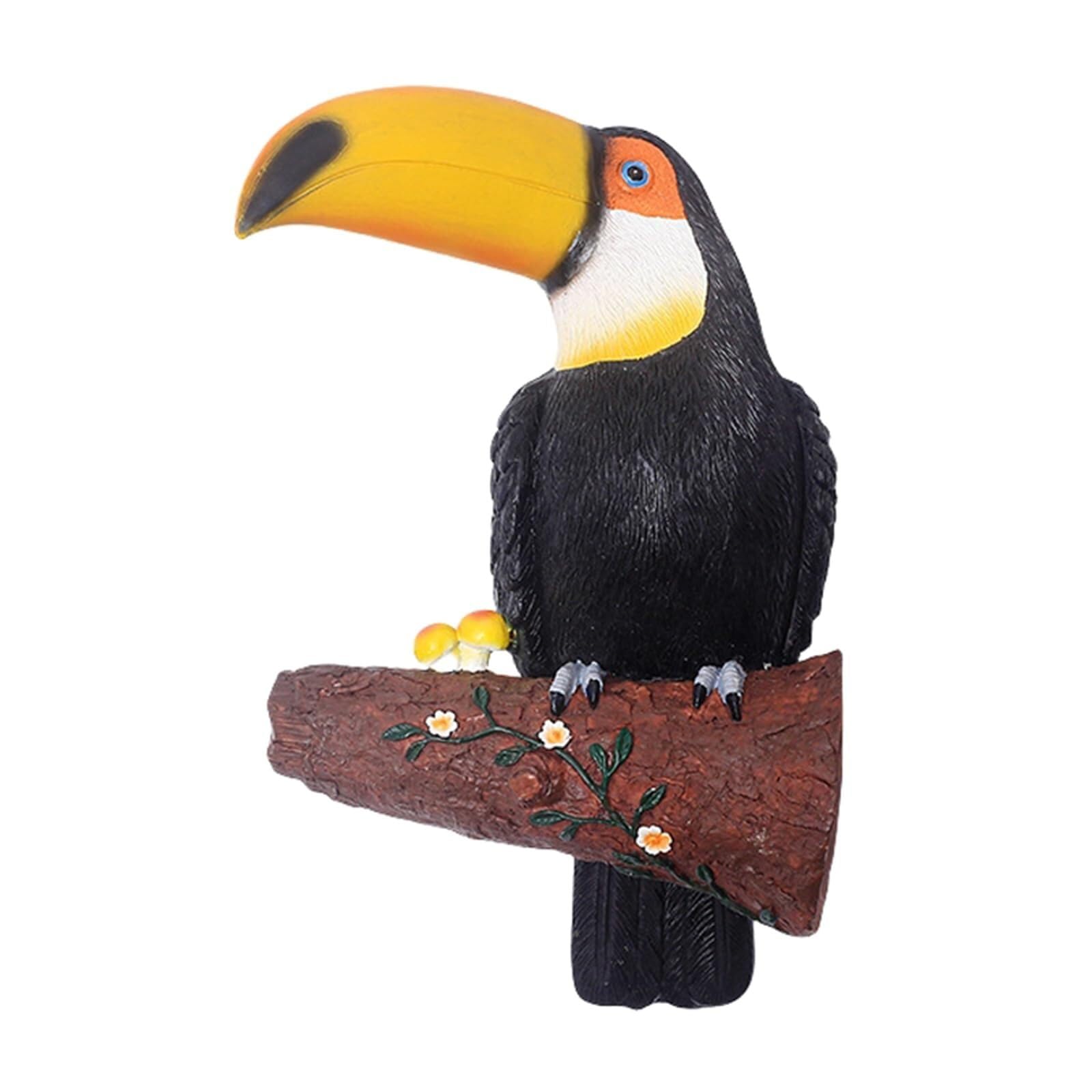 Decorazioni per la casa Statua di tucano in resina, scultura uccelli, facce albero, decorazioni for esterni, figurine appendibili Statuette decorative