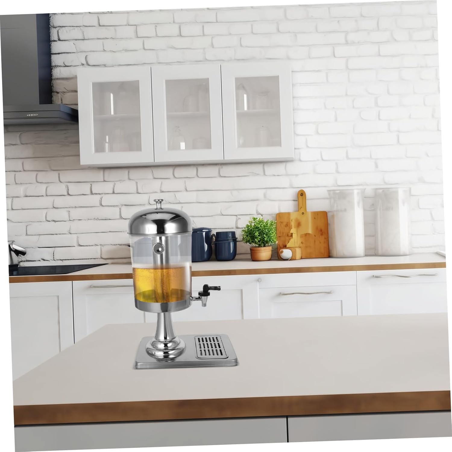 Mikinona Stainless Steel Beverage Dispenser with Spigot Transparent Hot Cold Drink Container for Milk Tea Juice Catering Supplies for Parties and Events