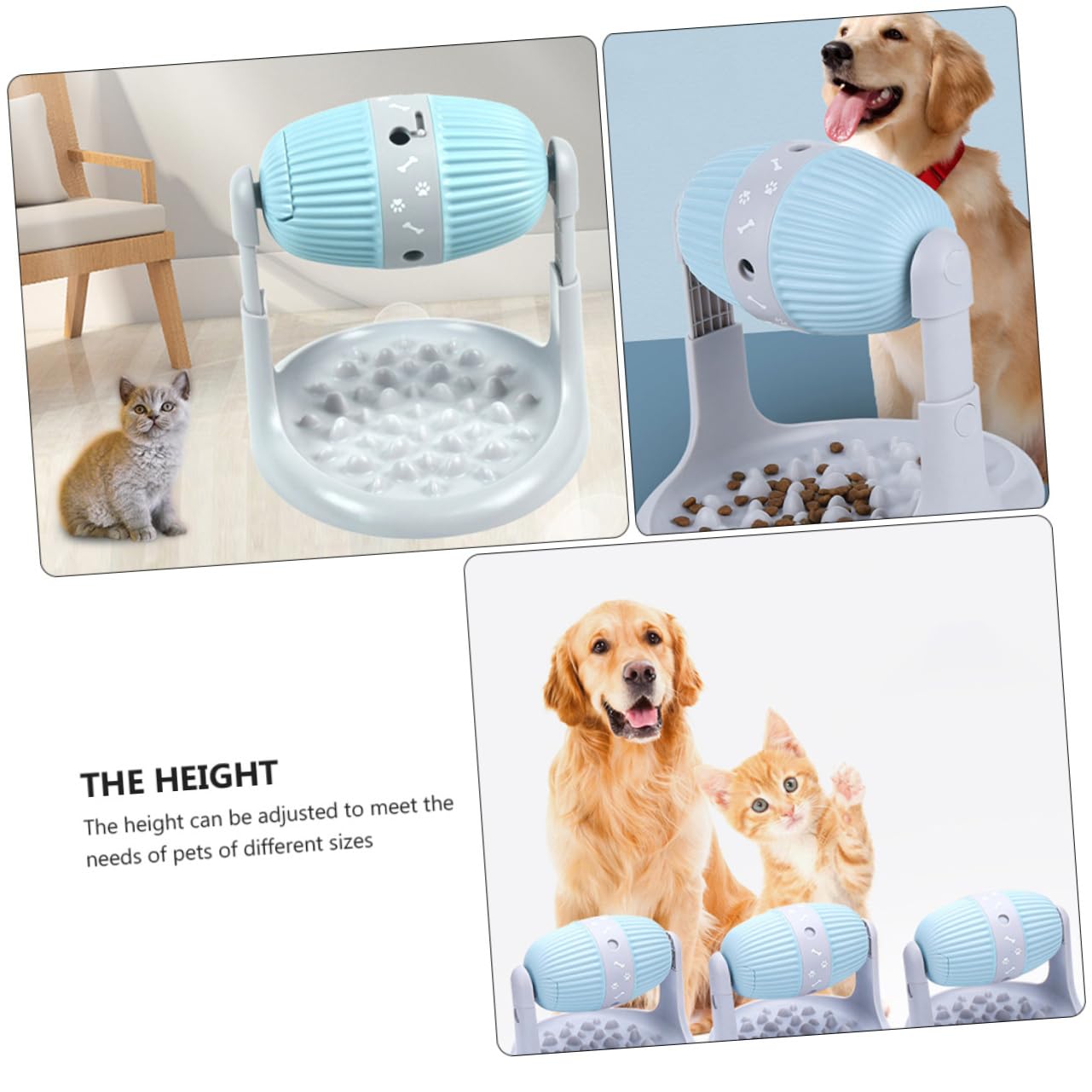 SOIMISS Dispensador de Comida para Perros y Gatos de Material Abs Función Antiasfixia y Diseño Tipo Rodillo para Controlar la Alimentación y Recompensar Snacks