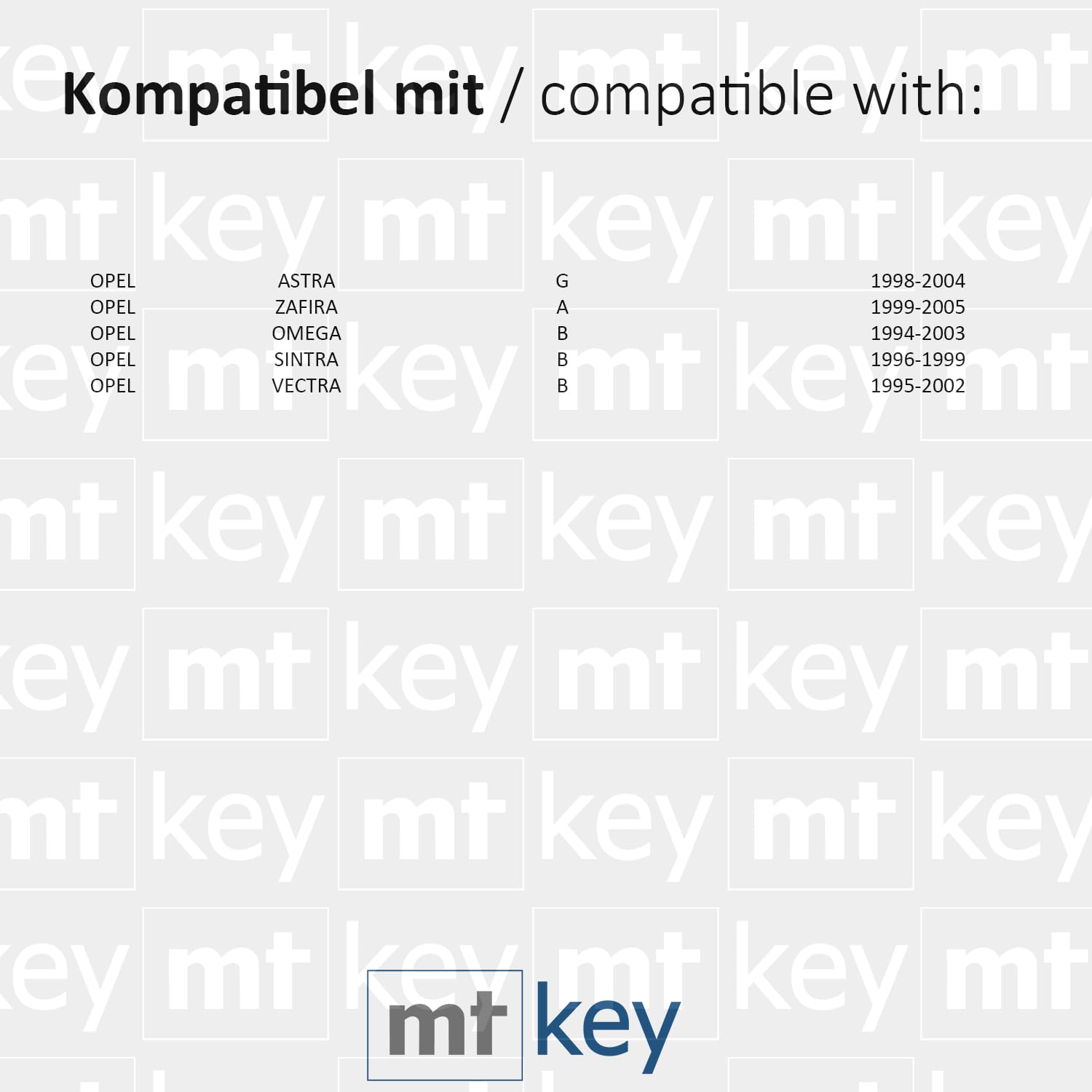 MT-KEY Funk Fernbedienung 434MHZ 2 Tasten Autoschlüssel kompatibel mit Opel Astra G Zafira A Omega B Sintra B Vectra B Funkschlüssel