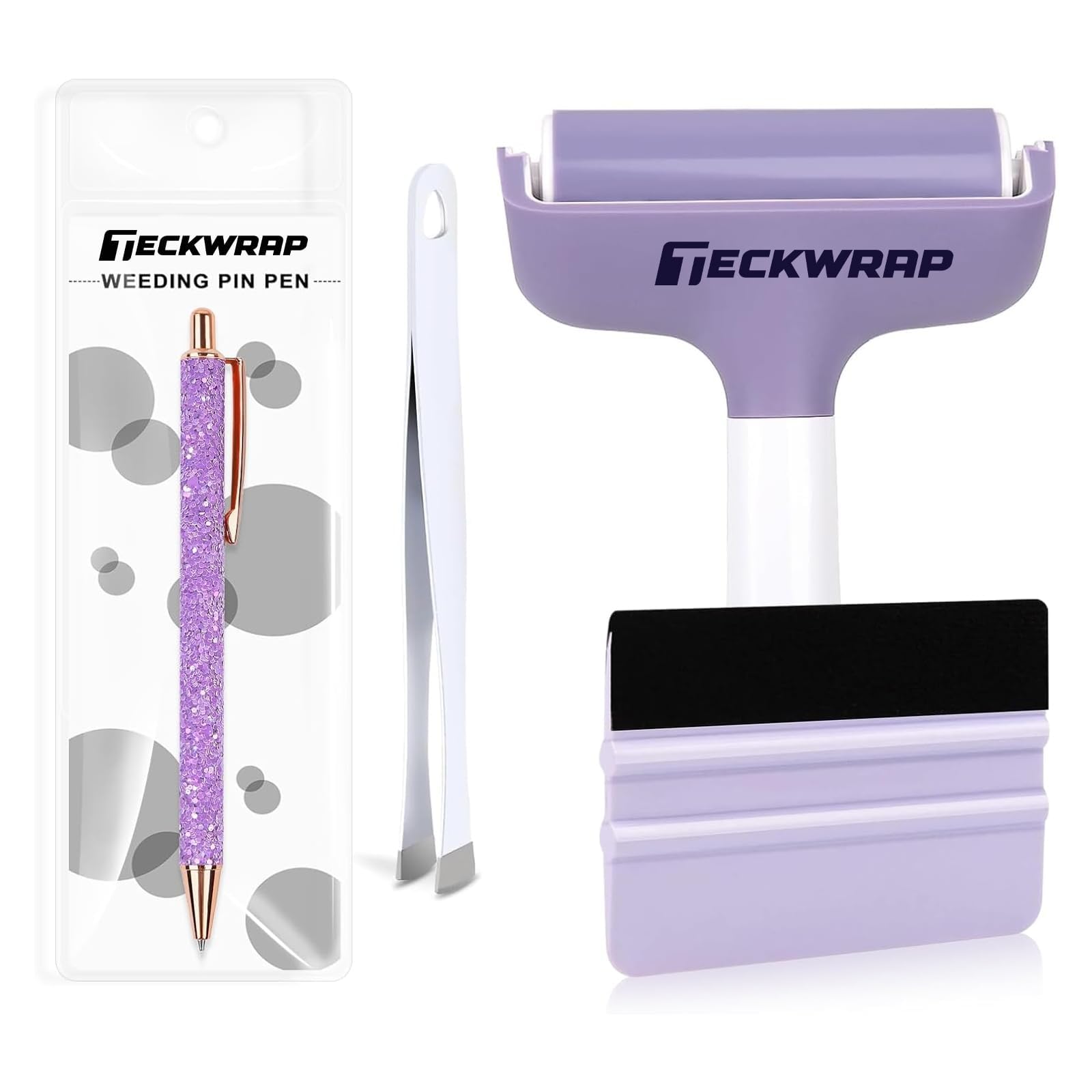 TECKWRAP Brayer Roller & Mat Tweezers Remover Set - Include Vinyl pin Pen, Vinyl Squeegee for Vinyl Iron-on Projects, 4 PCS Set Brayer Rollers for Printmaking Rubber-image-46