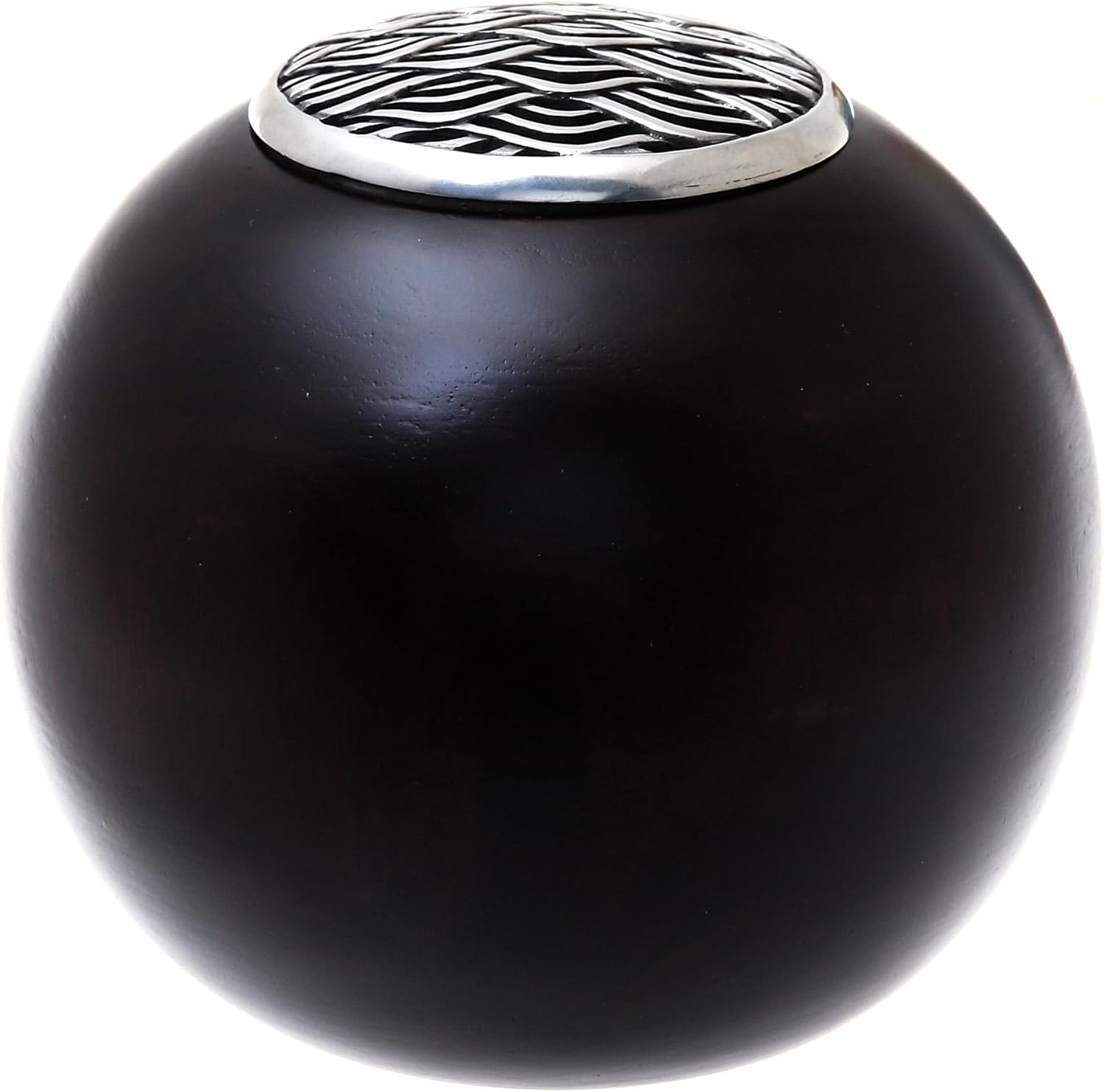 NOVICA Artisan Handmade Wood Pewter Decorative Jar Wave Motif 5 Inch Brown Thailand Accessories Jars Bottles [4.3in H x 5in Diam.] ' The Wave' 5 Inch