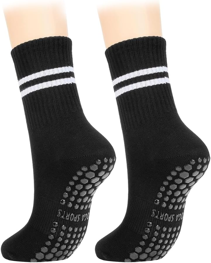 2 Pairs Pilates Yoga Socks with Grips for Women Non Slip Barre Socks for Workout Ballet Dance