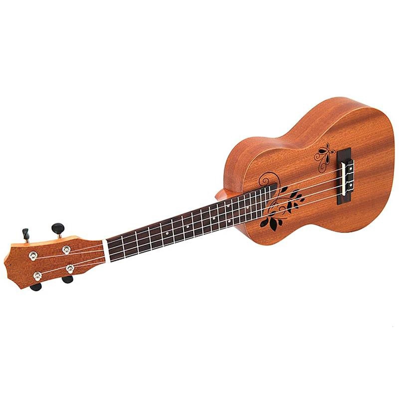 Konzert-Ukulelen-Set, 23 Zoll, Sapele, 4 Saiten, Hawaiianische Mini-Gitarre Mit Tasche, Stimmgerät, Kapodaster, Gurt, Stiche, Picks