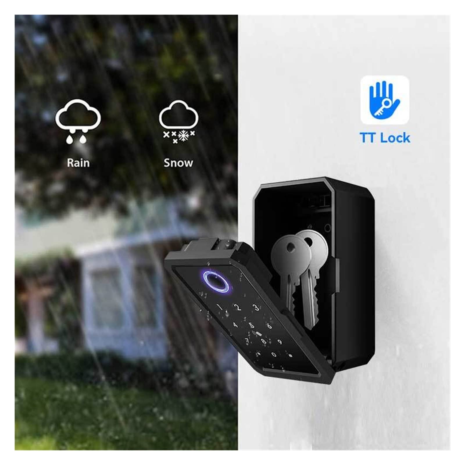 Smart Mini cassetta di sicurezza con serratura a chiave, impermeabile digitale sblocco impronte digitali, combinazione controllata da APP Ttlock, cassaforte per chiavi di casa e oggetti di valore
