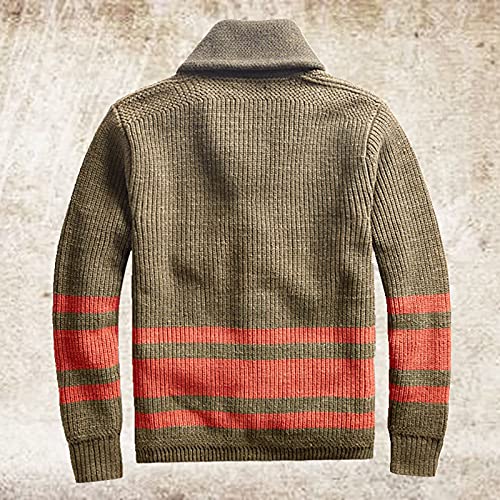 2024 Fashion Knitwear for Men's Sweater Coat Retro Lapel Button Plus Size Cable Knited Cardigan Henley Sweater2