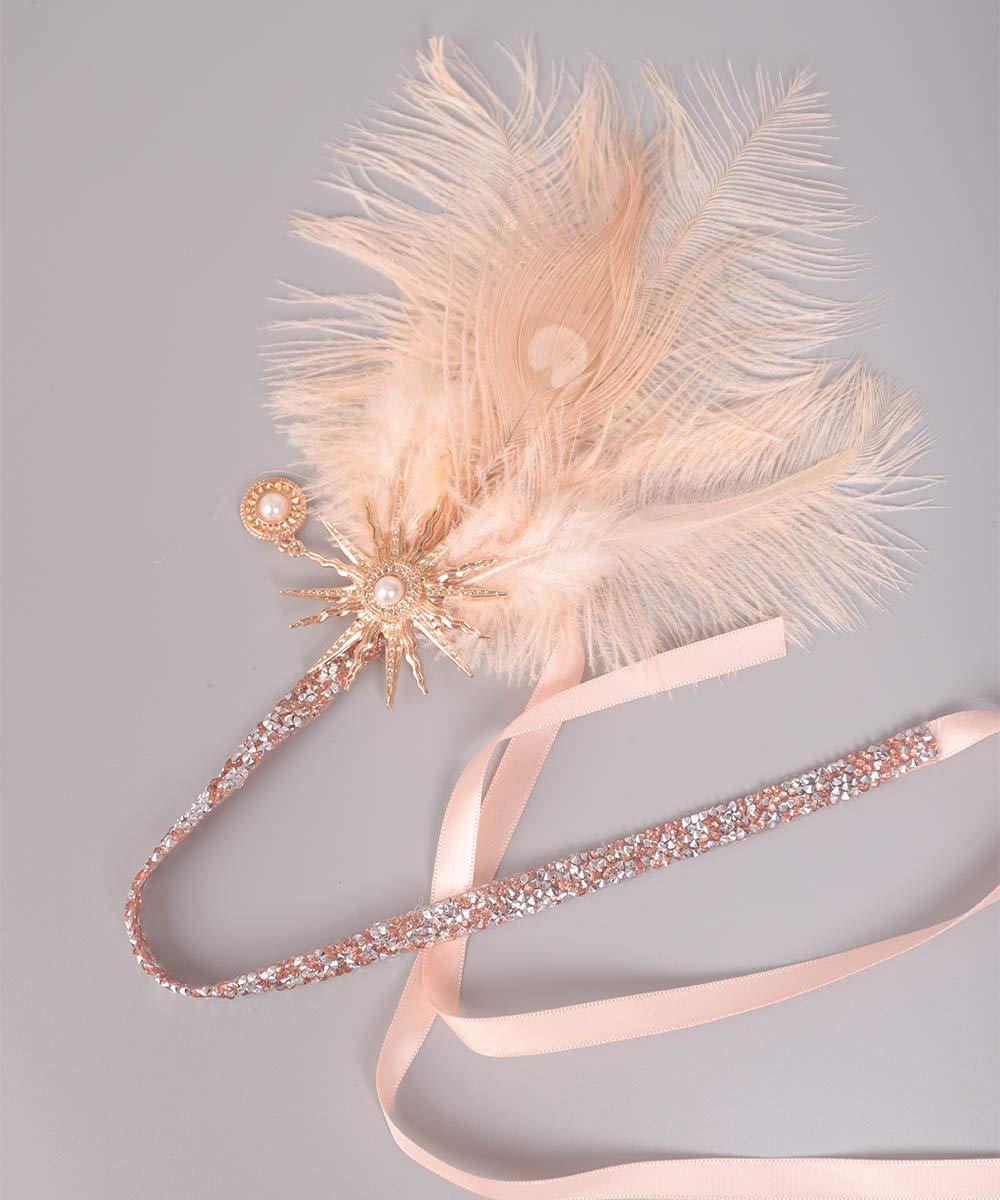 Vintage 1920s Flapper Headband Set 24 Pieces Feather Rhinestone Hair Accessory Amazon.com: BABEYOND Vintage 1920s Flapper Headband Roaring  main image 3