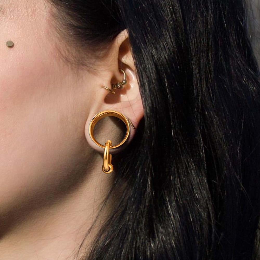 DOEARKO Flesh Tunnel Dilatatore Orecchio in Acciaio Inossidabile Calibri per Orecchie Double Flared Seashell Tunnel Ear Stretching Piercing Corpo Gioielli per Uomini e Donne 8-19mm