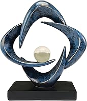 CECKQUE Blue Abstract Resin Sculpture - Modern Home Decor Statue for Living Room, Office, Coffee Table, Bookshelf (11"H x 10"L)