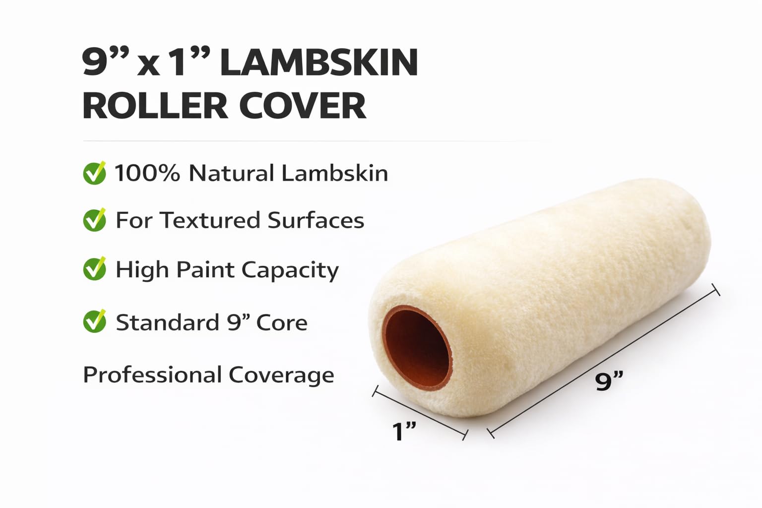 Tru-Lamb Lot de 3 rouleaux de peinture professionnels 100 % peau d'agneau naturelle 22,9 x 2,5 cm
