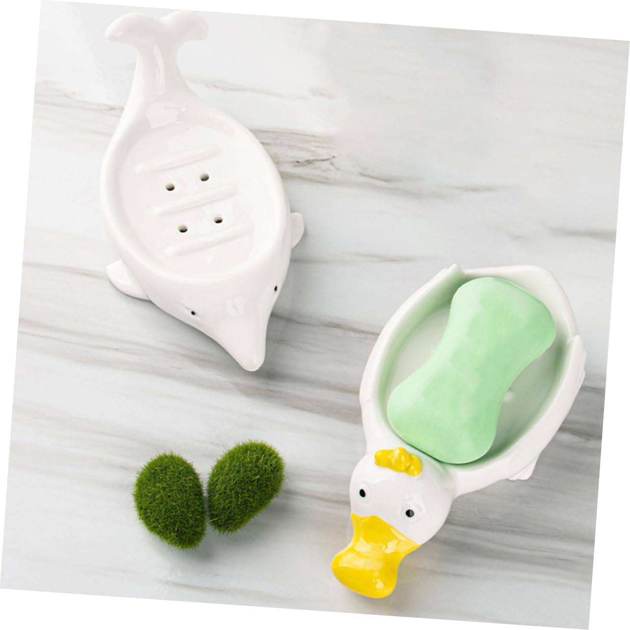 TOPBATHY 2piezas Jabonera Cerámica Animal Bañera Cocina Organizador Lavabo Portátil Escurridor
