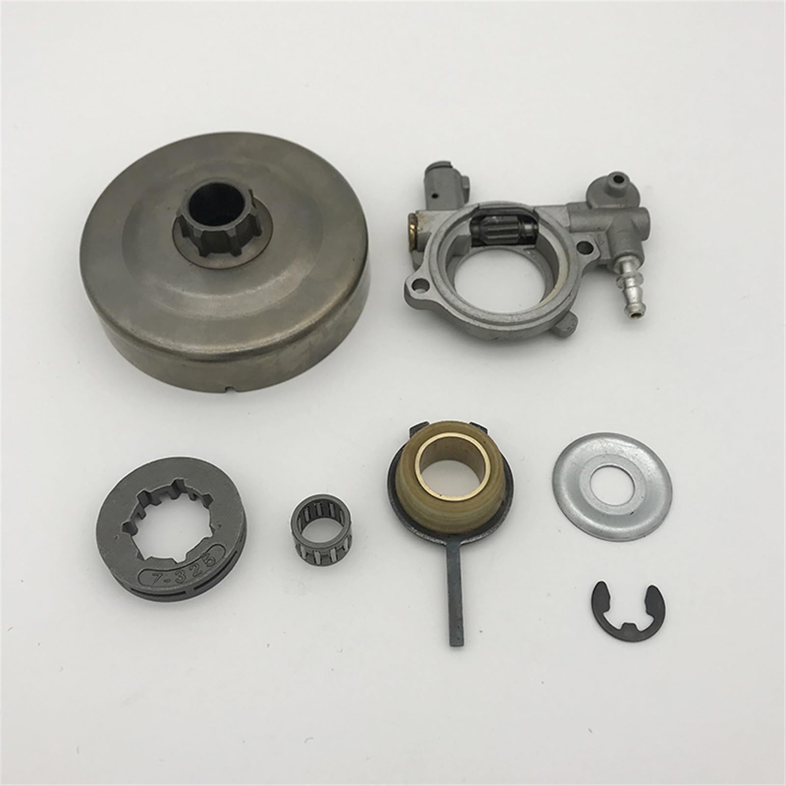 Wivplex Kit de piñón llanta bomba aceite for STIHL, 026 MS260 PRO MS 260, embrague tambor motosierra 325 paso, pieza repuesto pequeña 7 estrías y dientes Bomba de aceite para motosierra
