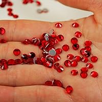 Vista 17 de Genie Crystal ss34 Red Glass Rhinestones 288 Pcs, 7.0 mm Big Light Siam Flatback Rhinestone, Diamond Cut Gems for Crafts, Face Mask, Makeup