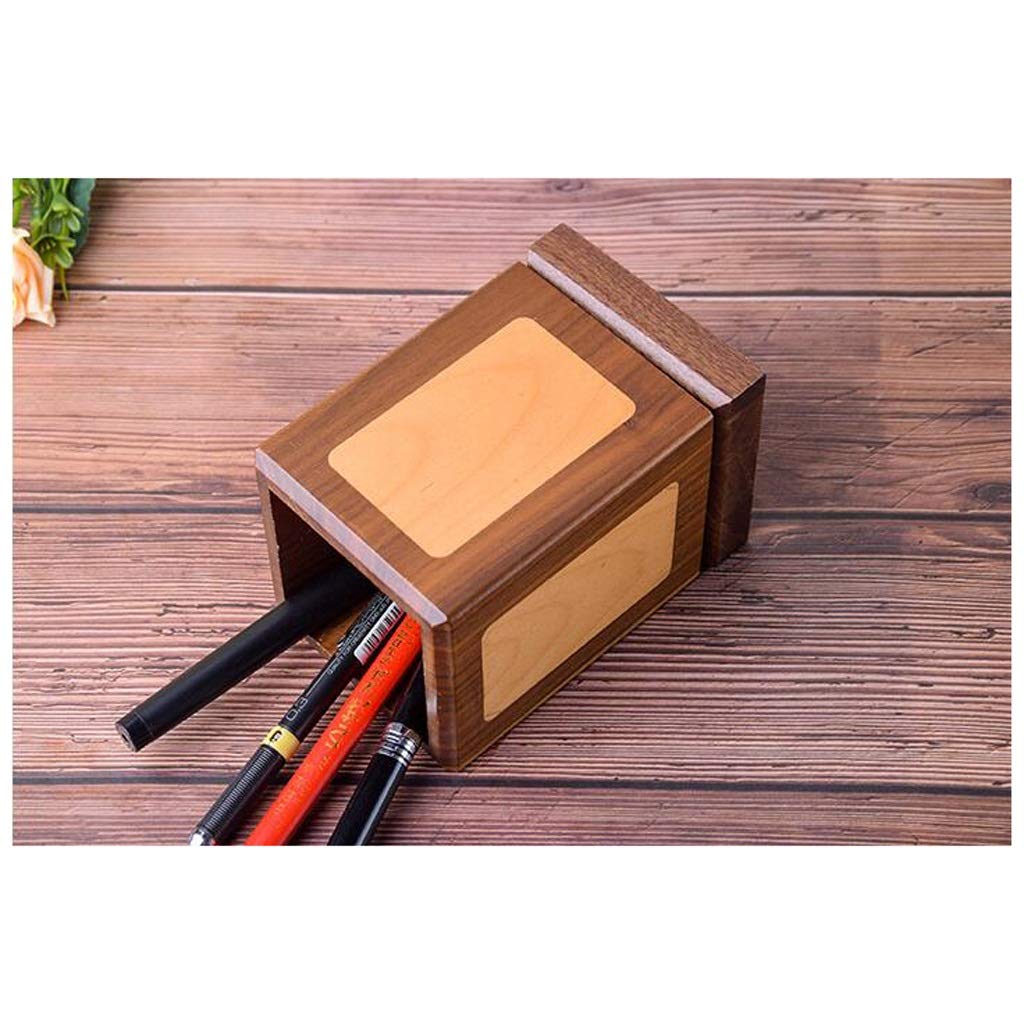 Kreative rotierende Stifthalter Holz Desktop Aufbewahrungsboxen Schreibtisch Bleistift Organizer Büro Sundries Aufbewahrungsschule Schreibwaren Inhaber (Color : Brown, Size : A)