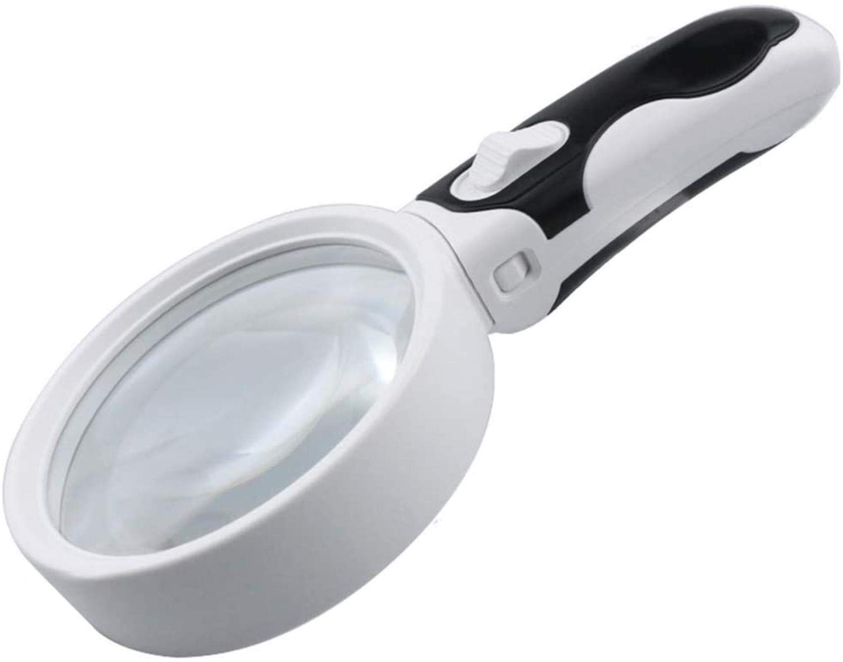 MRKU Lupa de Mano con luz LED de 20 aumentos: Lente de Aumento para Monedas, Lectura, Sellos, Aficionados, degeneración Macular, Ayuda para Baja visión, Personas con discapacidad Visual