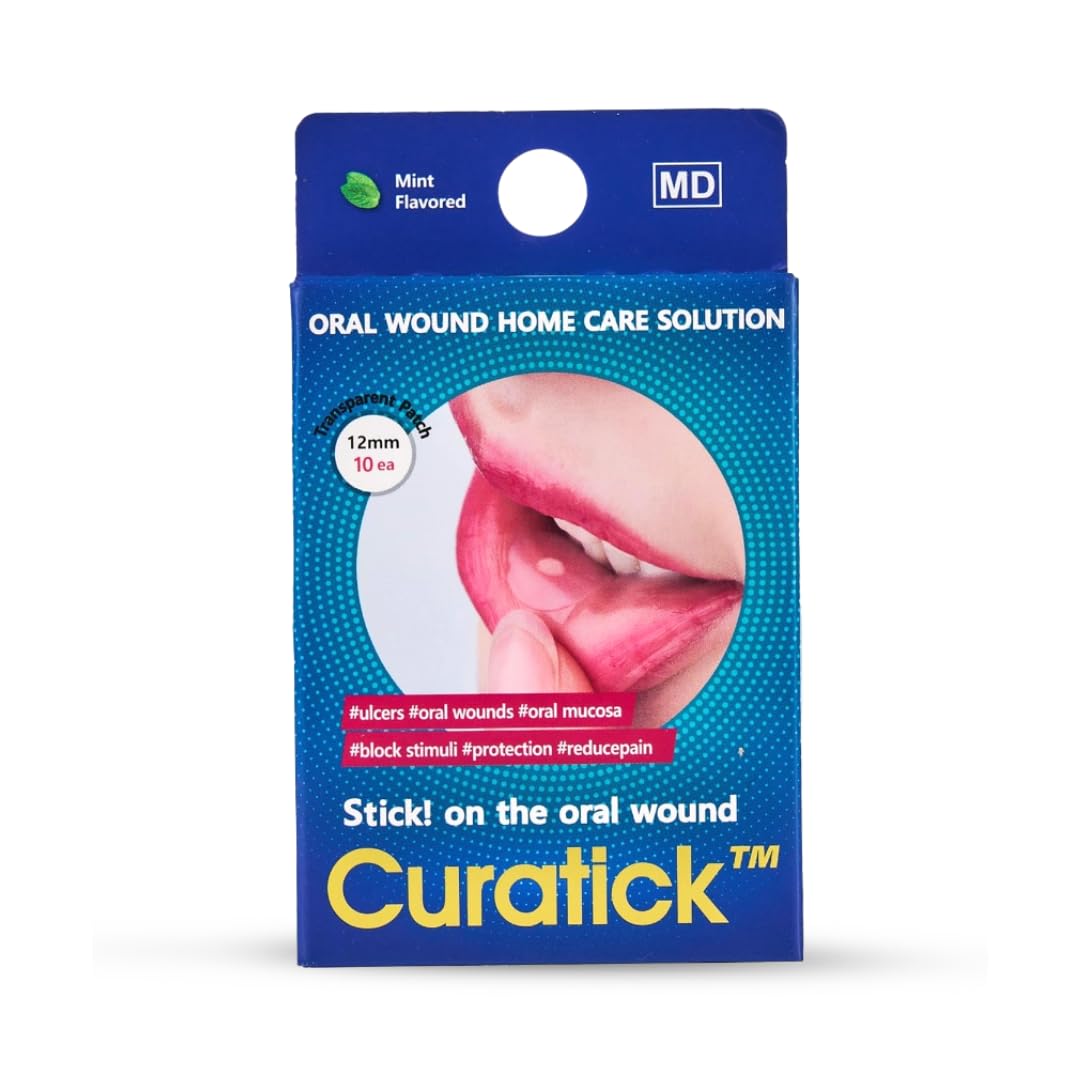 Curatick Mouth Ulcer Patch (10 Pcs) | Eat Without Pain | Oral Wound Dressing for Canker Sores, Braces Irritation & Cheek Bite | Instant Pain Relief, Water-Soluble Adhesive Patch with Vitamin E & Mint-image-7