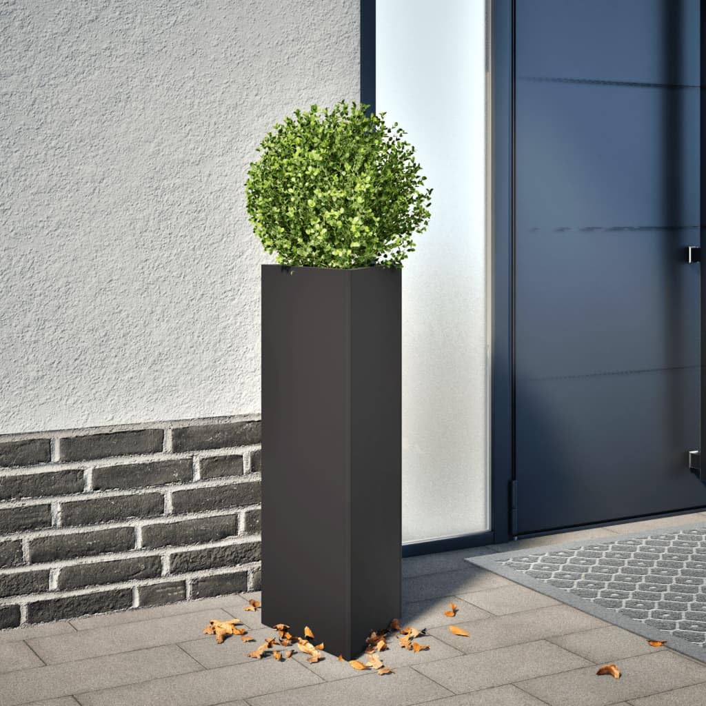 Set di 2 vasi per piante triangolari, 30 x 26 x 75 cm, in acciaio, per giardino, balcone, terrazza, decorazione durevole, resistente alle intemperie