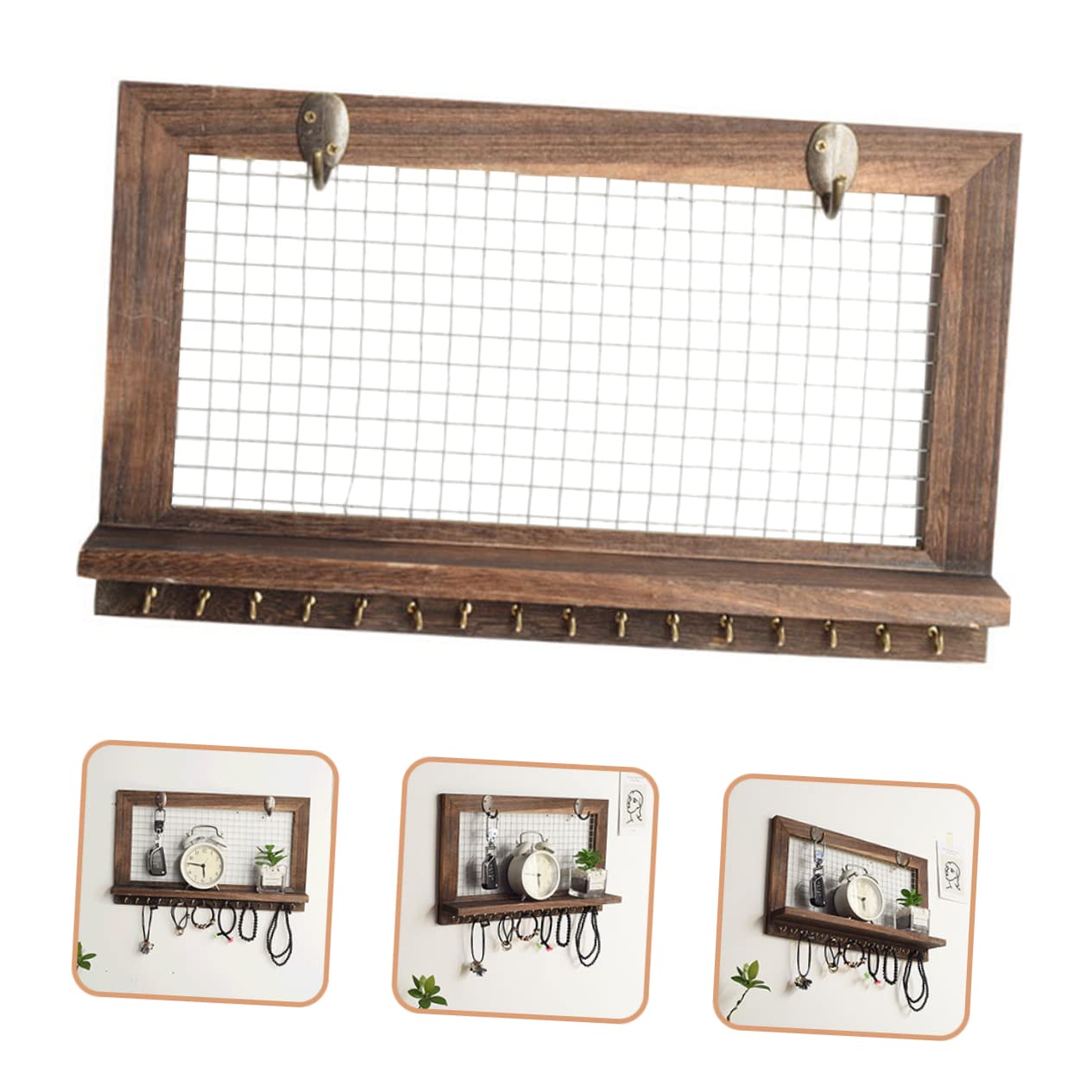 Portachiavi da Parete Ripiano in Legno e Metallo Rustico