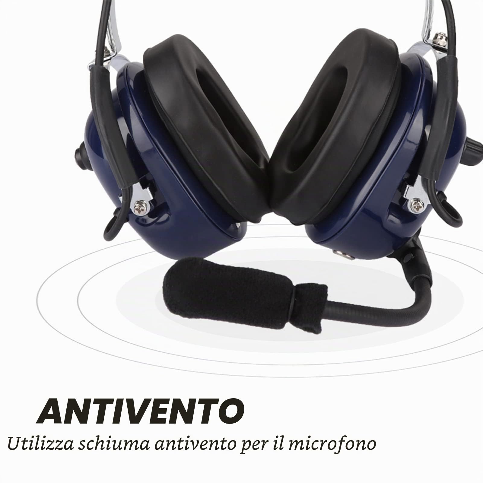 Cuffie Pilota con Riduzione del Rumore da 24 DB Cuffie Aeronautiche a Doppia Presa con Schiuma Antivento, Jack Universale da Chiara