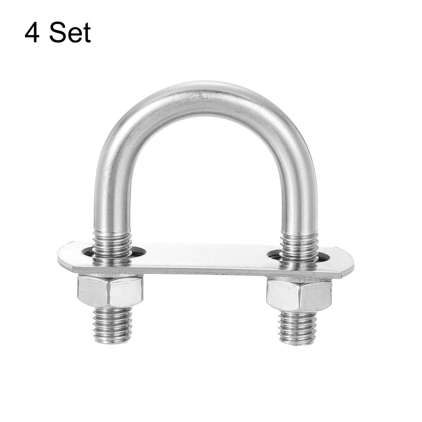 QUARKZMAN Boulons en U Ronds, 4 Ensembles de 33mm (1,3") de Largeur Intérieure 64mm de Longueur M10 Boulon de Serrage en U en Acier Inoxydable 304 avec Écrous et Plaques