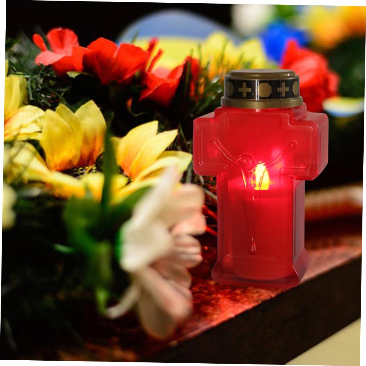 NUOBESTY 6 Stück Teiliges Flammenlose Elektrische Kreuz Kerzenlampen Wetterfeste Garten Dekoration Batteriebetriebene LED Grablicht für Friedvolle Außenbereiche