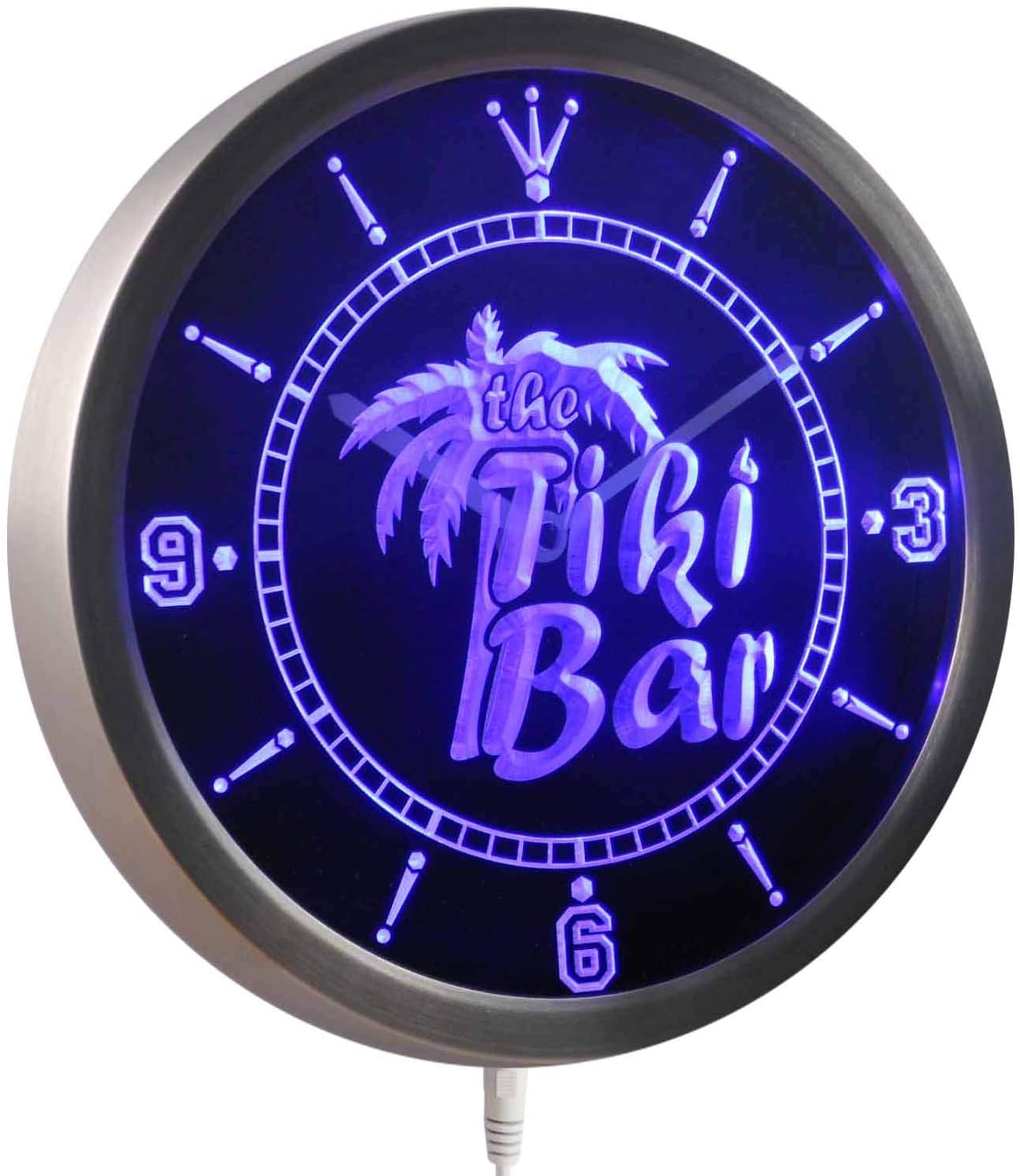 ADVPRO nc0385-g The Tiki Bar Palm Tree Beer Neon Sign LED Wall Clock