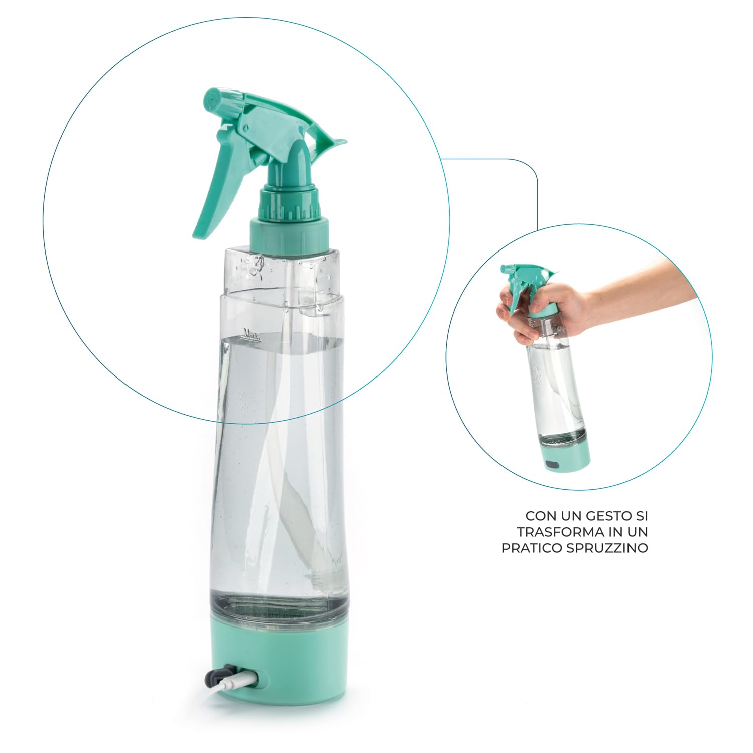 KASANOVA Scopa lavapavimenti spray con elettrolisi, I-Mop, scopa spray lavapavimenti, mop lavapavimenti, Mocio Ecologico Antibatterico con Panno in Microfibra, Senza Detersivi Artificiali