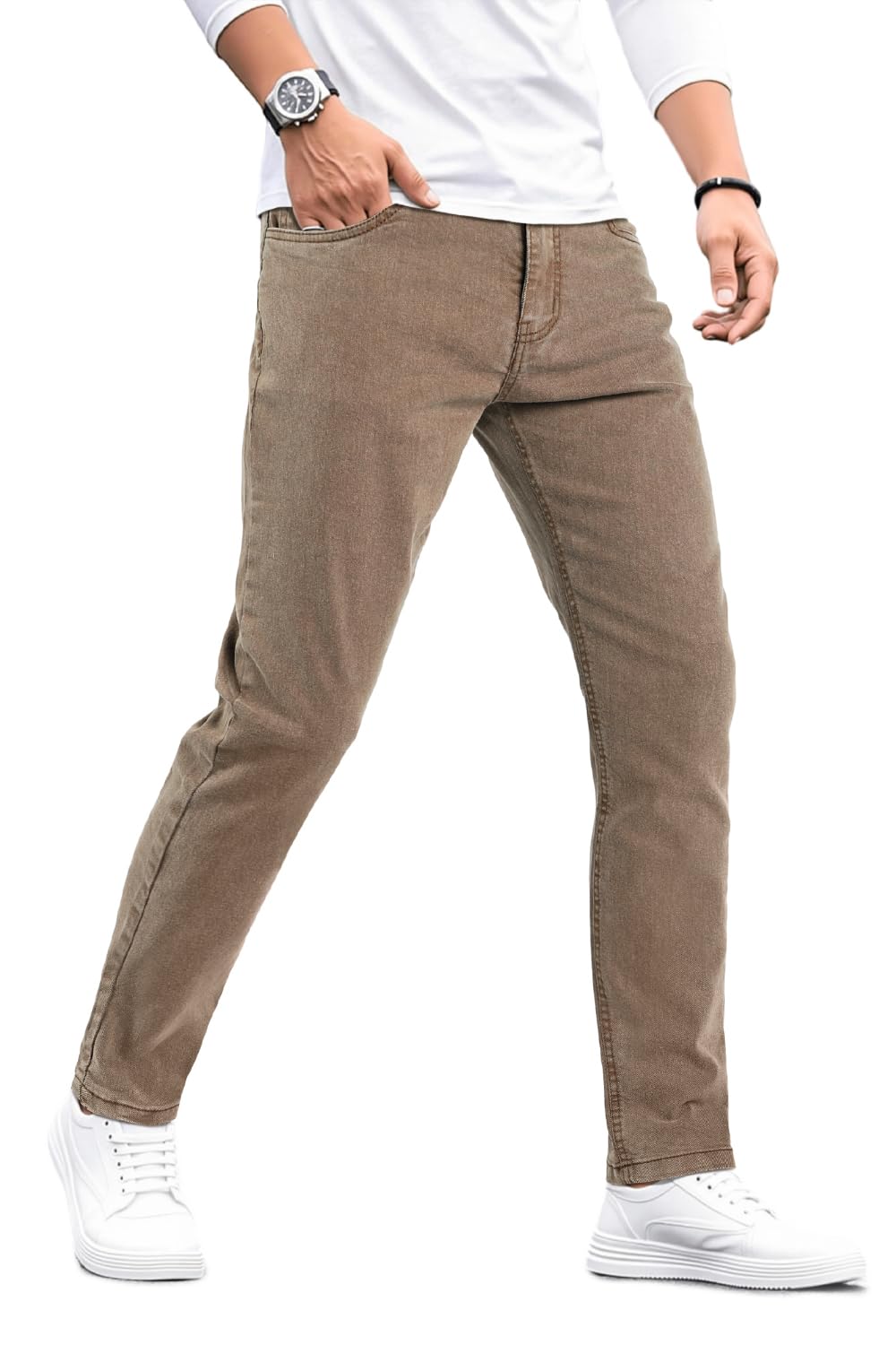 Heyfanee Mens Lightweight Jeans Slim Fit Stretch Denim Pants for Men