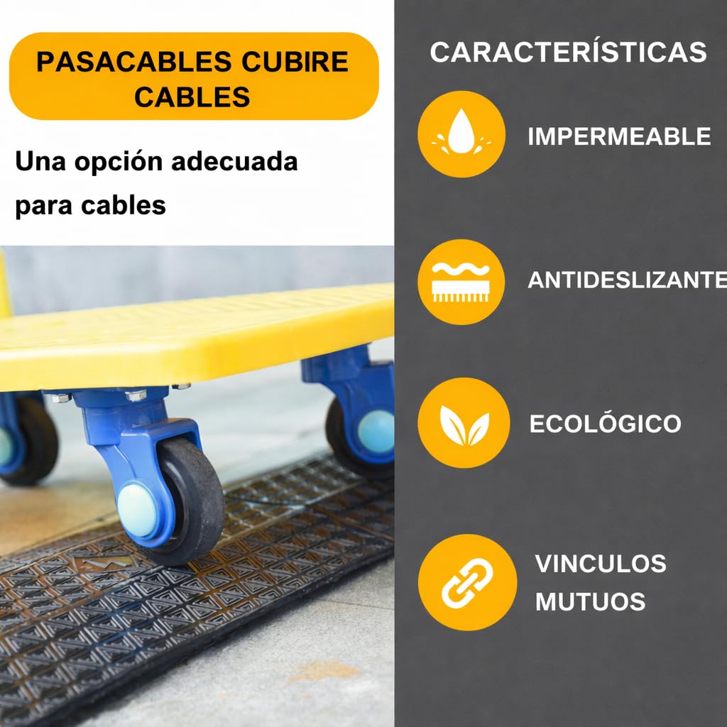 Cubierta de Cable para Piso, 80''/203cm Protector de Cable, Rampas de Protección de Manguera de Alta Resistencia en Estacionamientos, Almacenes y Hogares (Pequeño Modelo, 4 Piezas)
