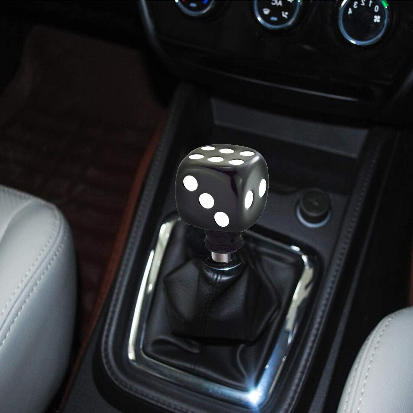 Dice Style Gear Lever Stick Shifter Knob Car Shift Head Grip Speed Handle Replacement Fit Regular Manual Auto Transmissions, Black White