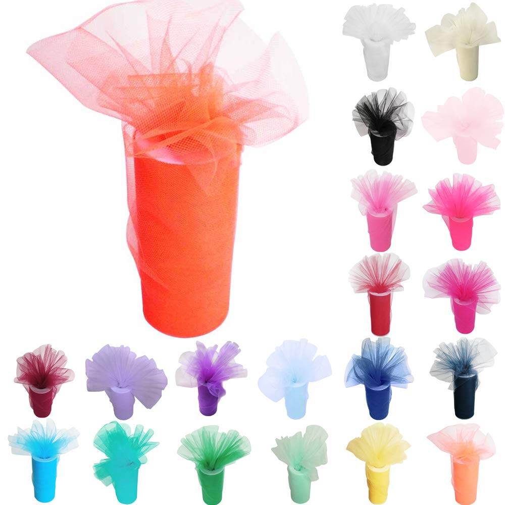 Time to Sparkle 4pcs 6inchx25 yards Tulle Roll Spool Tutu Party Birthday Wraping Crafts Bridal Bow Skirt Wedding Decor, Burnt Orange